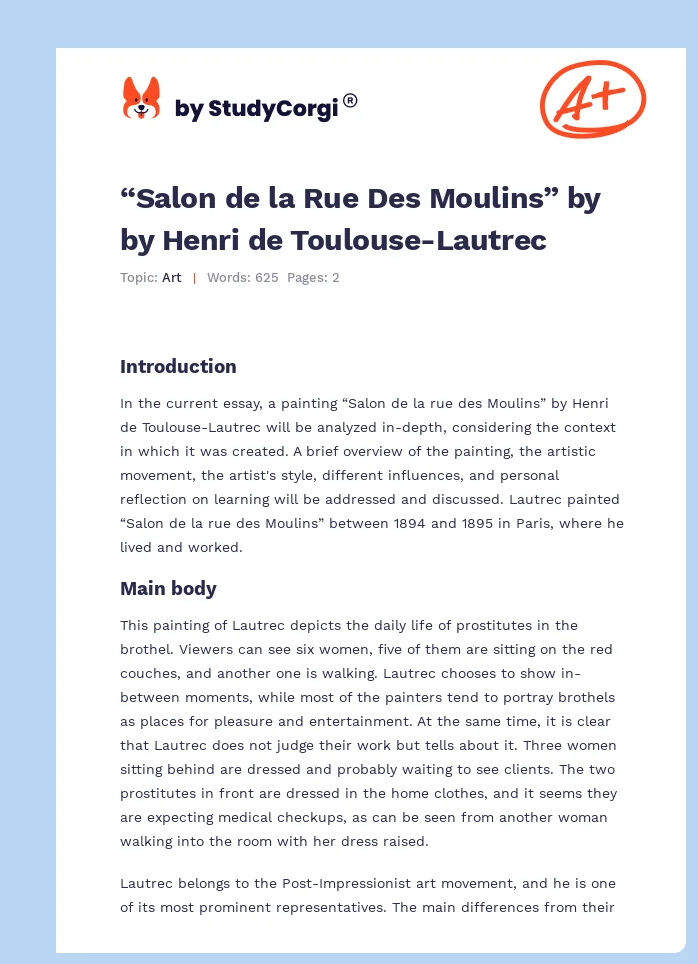 “Salon de la Rue Des Moulins” by by Henri de Toulouse-Lautrec. Page 1