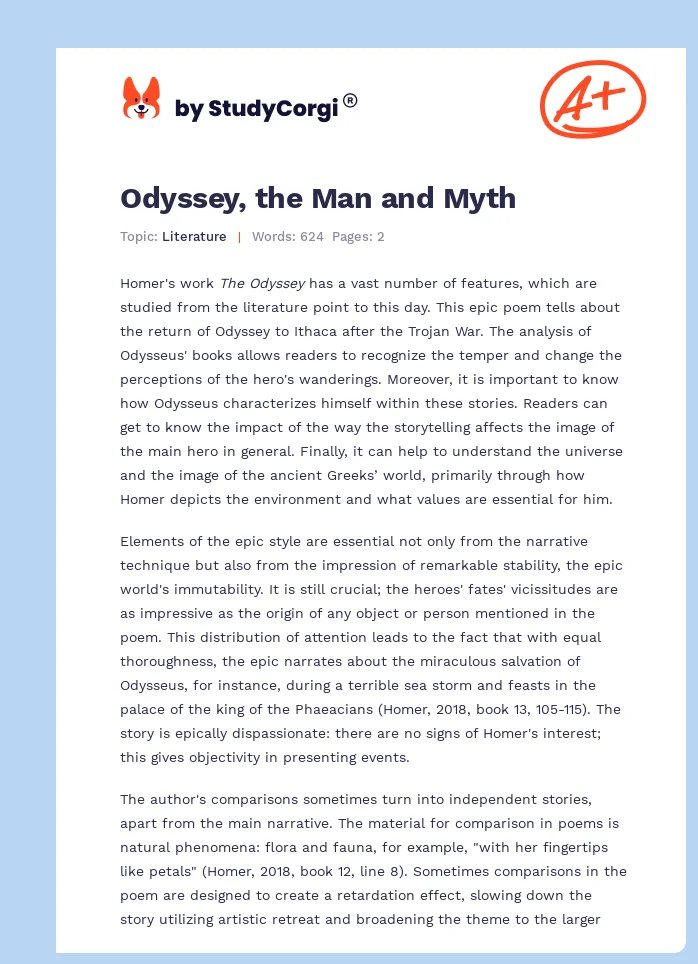 Odyssey, the Man and Myth. Page 1