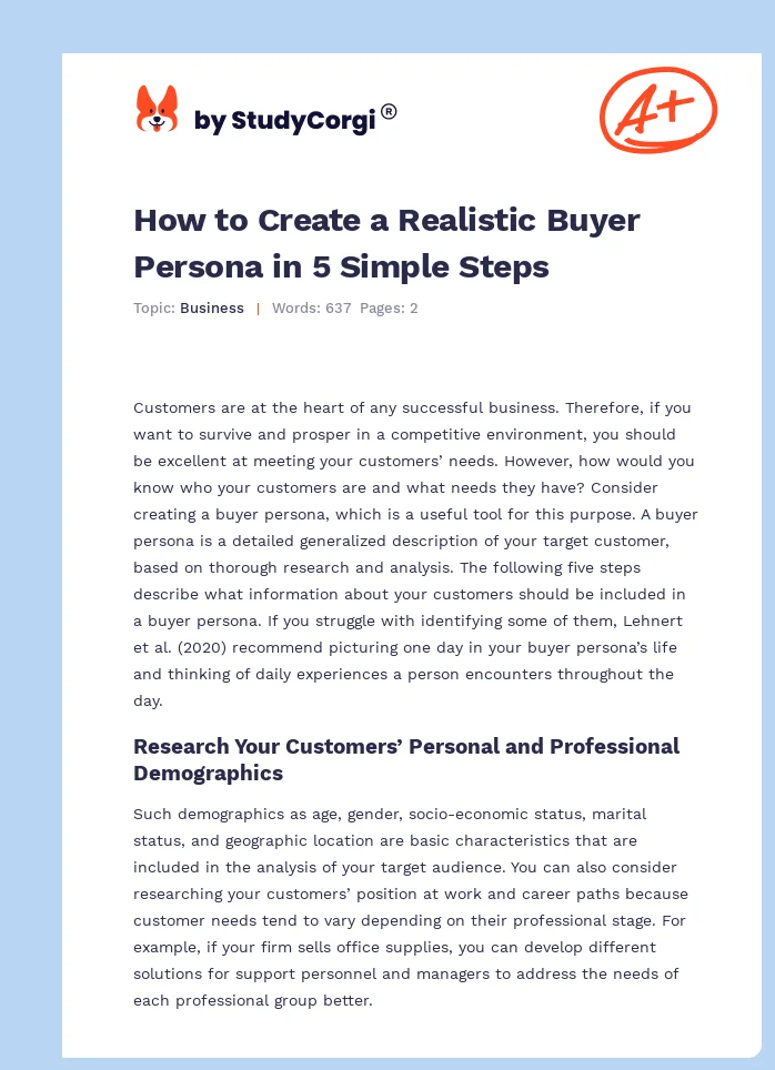 How to Create a Realistic Buyer Persona in 5 Simple Steps. Page 1