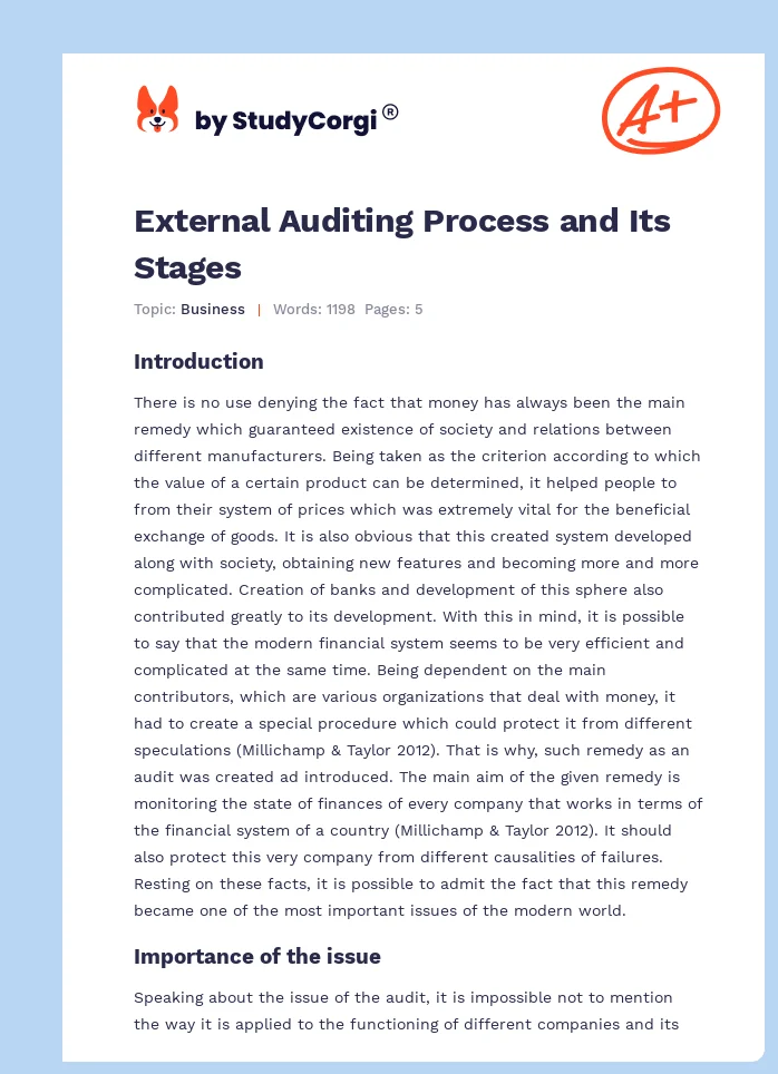 External Auditing Process and Its Stages. Page 1