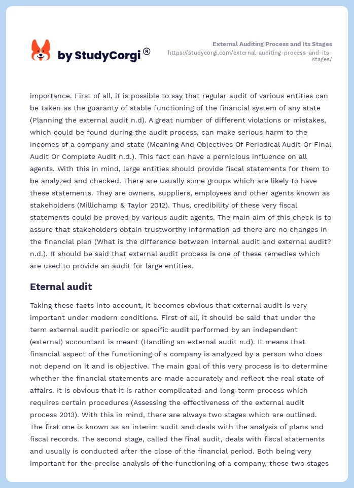 External Auditing Process and Its Stages. Page 2