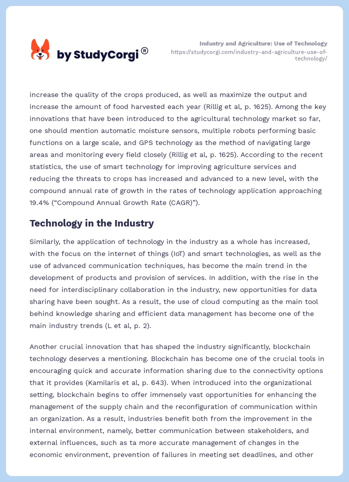 Industry and Agriculture: Use of Technology. Page 2