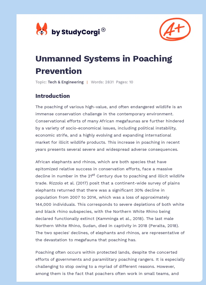 Unmanned Systems in Poaching Prevention. Page 1