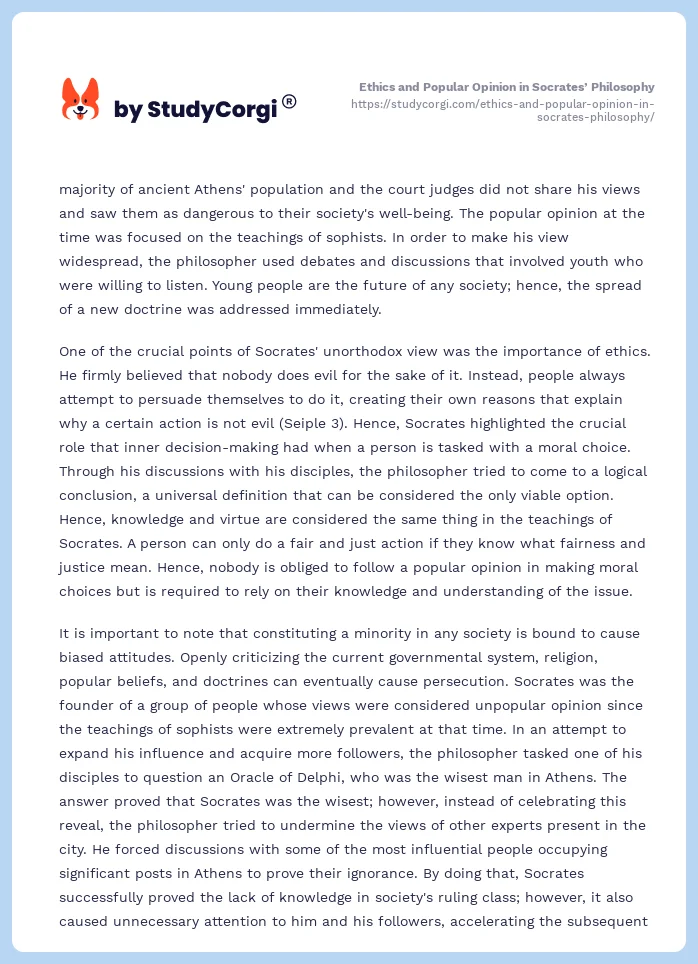 Ethics and Popular Opinion in Socrates’ Philosophy. Page 2