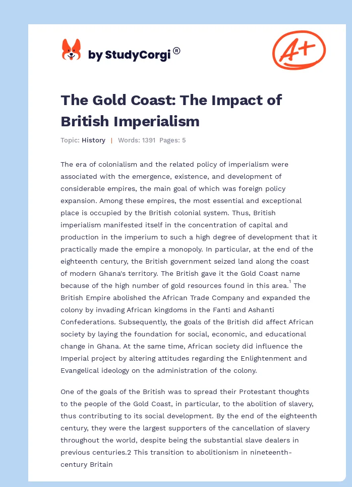 The Gold Coast: The Impact of British Imperialism. Page 1