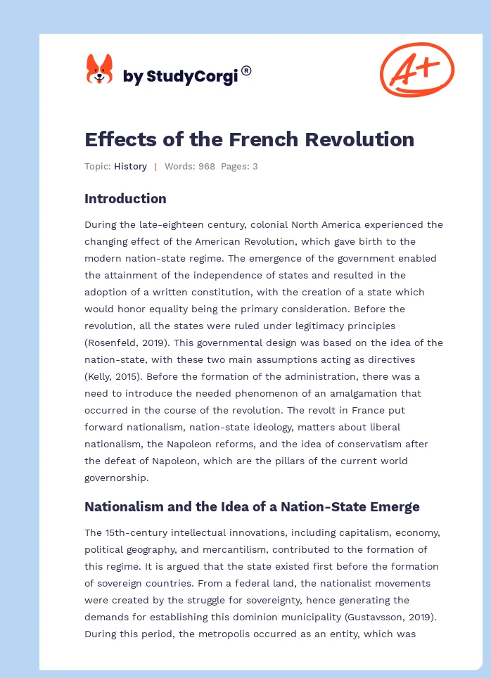 Effects of the French Revolution. Page 1