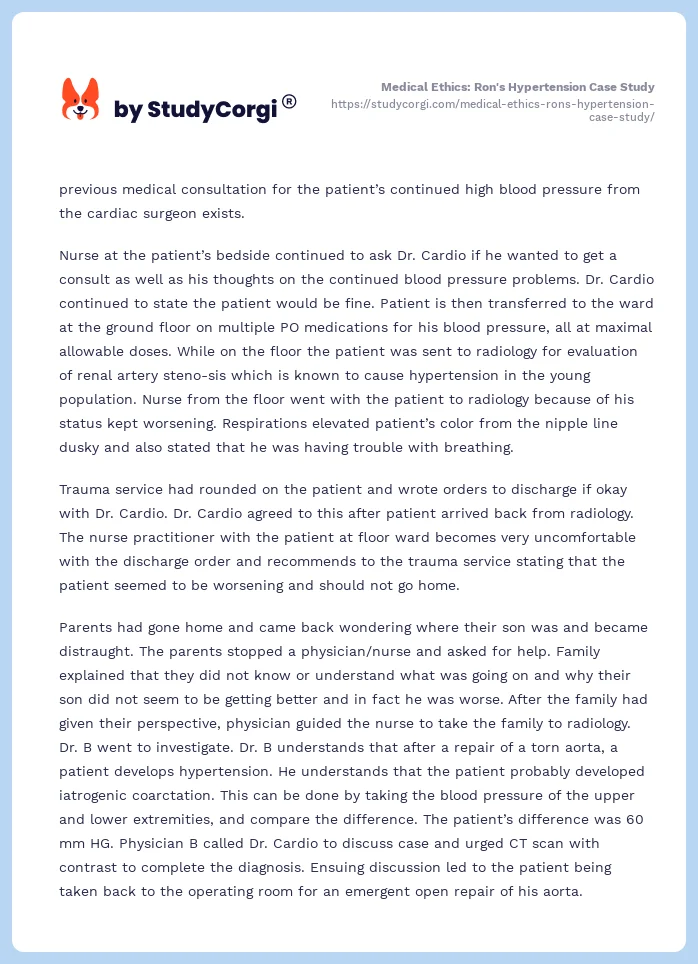 Medical Ethics: Ron's Hypertension Case Study. Page 2