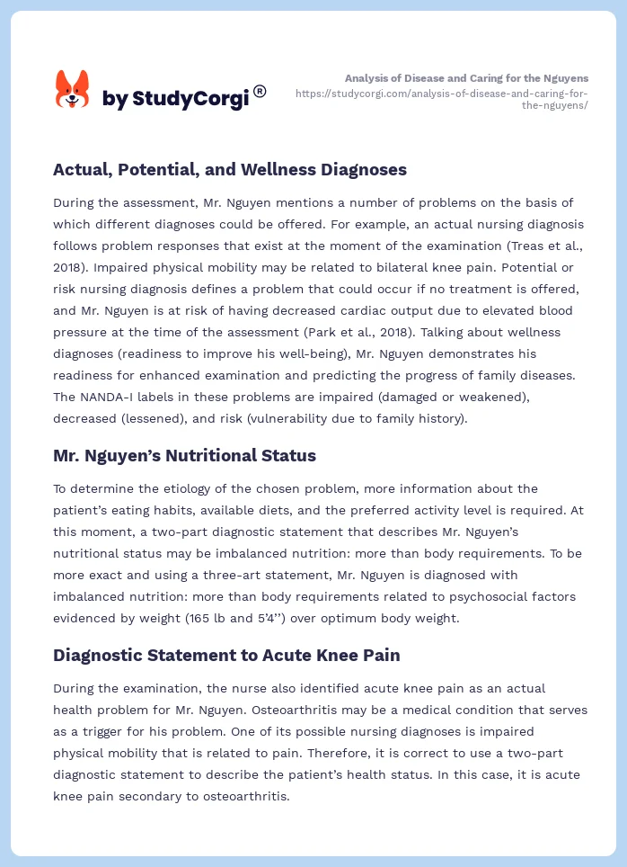 Analysis of Disease and Caring for the Nguyens. Page 2
