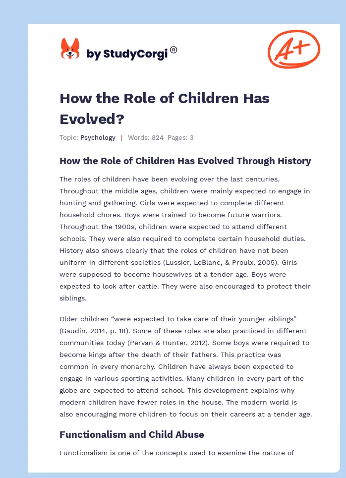 How the Role of Children Has Evolved?. Page 1