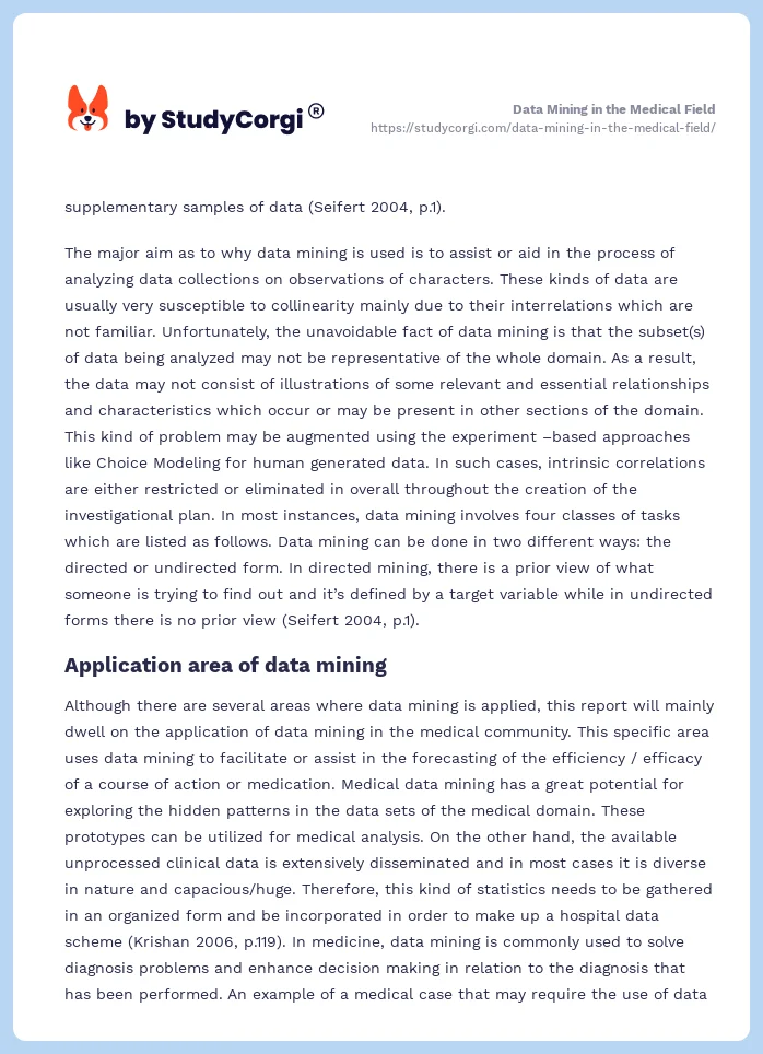Data Mining in the Medical Field. Page 2