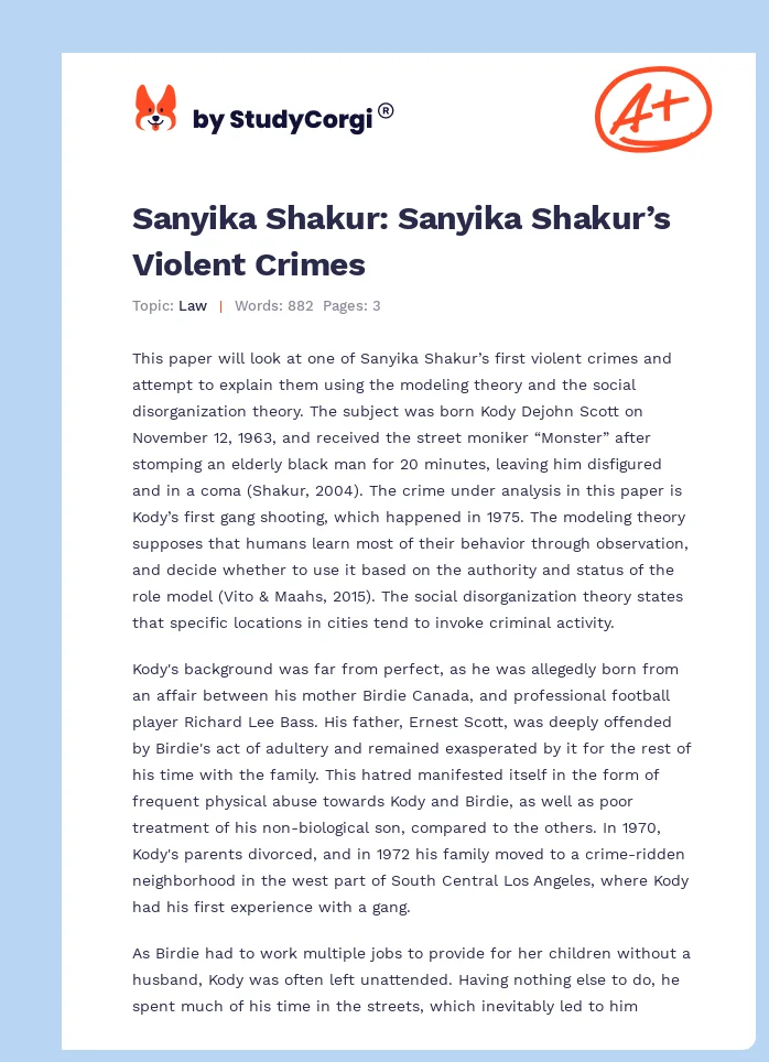 Sanyika Shakur: Sanyika Shakur’s Violent Crimes. Page 1