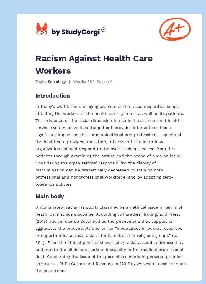 Racism Against Health Care Workers. Page 1