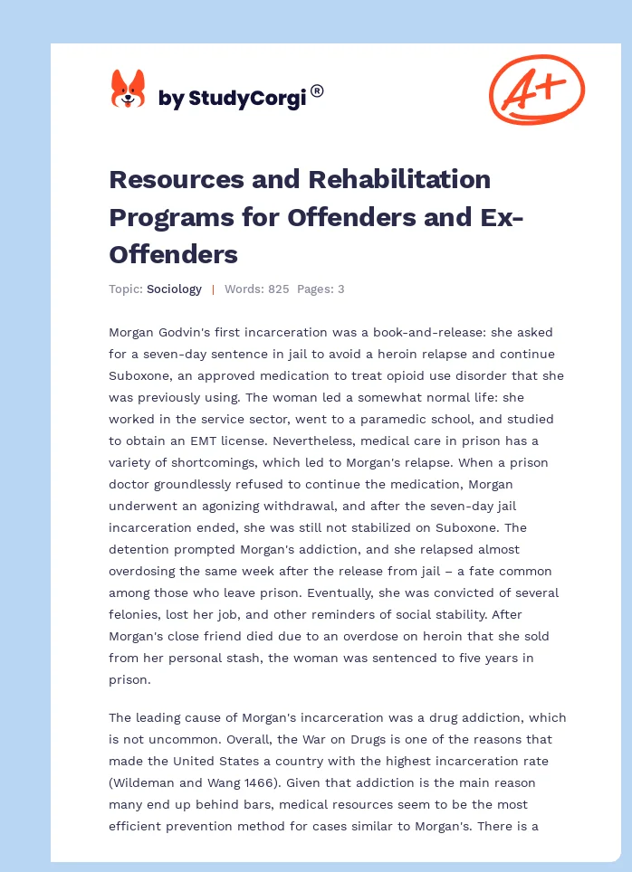 Resources and Rehabilitation Programs for Offenders and Ex-Offenders. Page 1