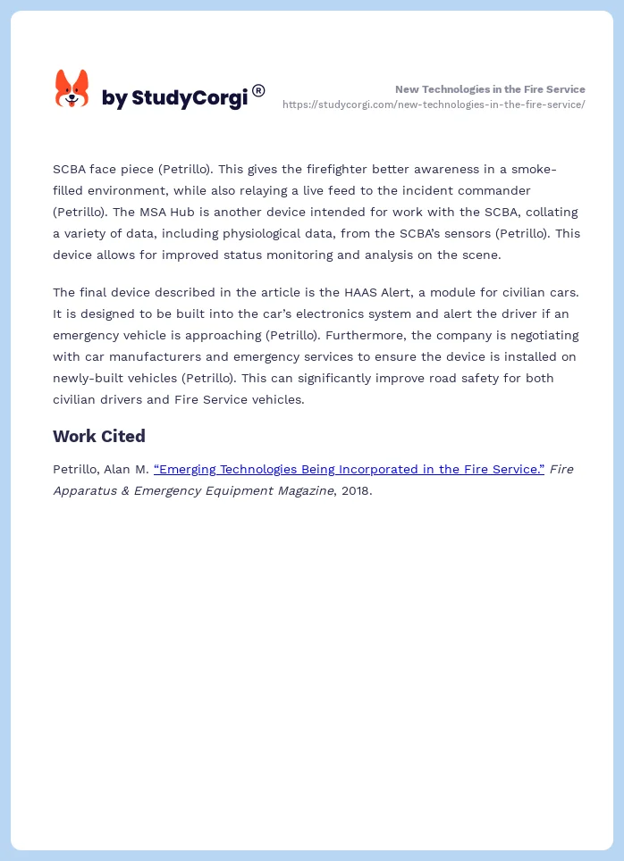New Technologies in the Fire Service. Page 2
