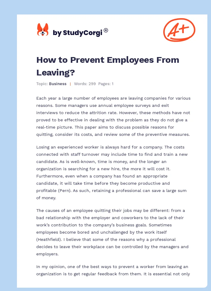 How to Prevent Employees From Leaving?. Page 1