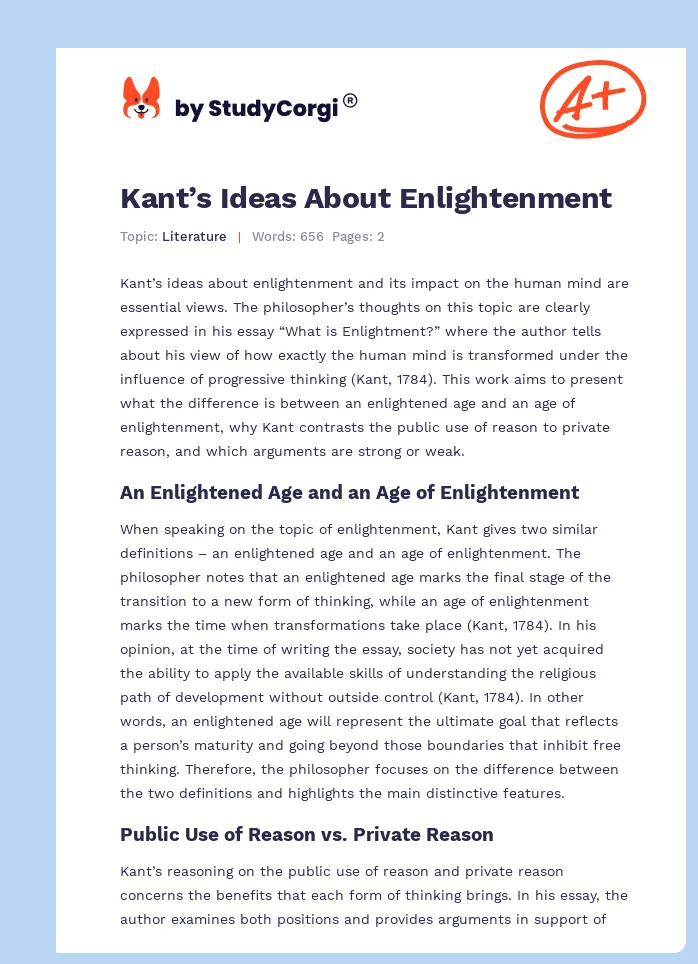 Kant’s Ideas About Enlightenment. Page 1