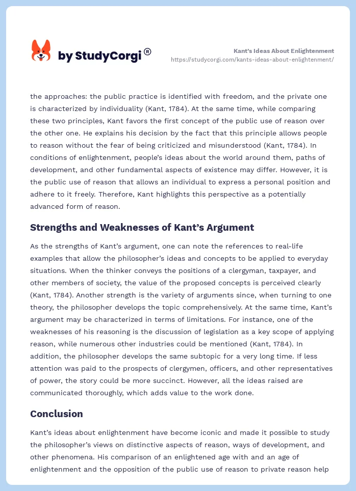 Kant’s Ideas About Enlightenment. Page 2