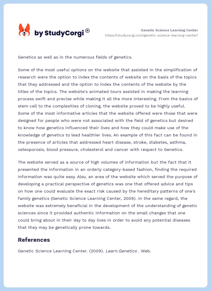 Genetic Science Learning Center. Page 2