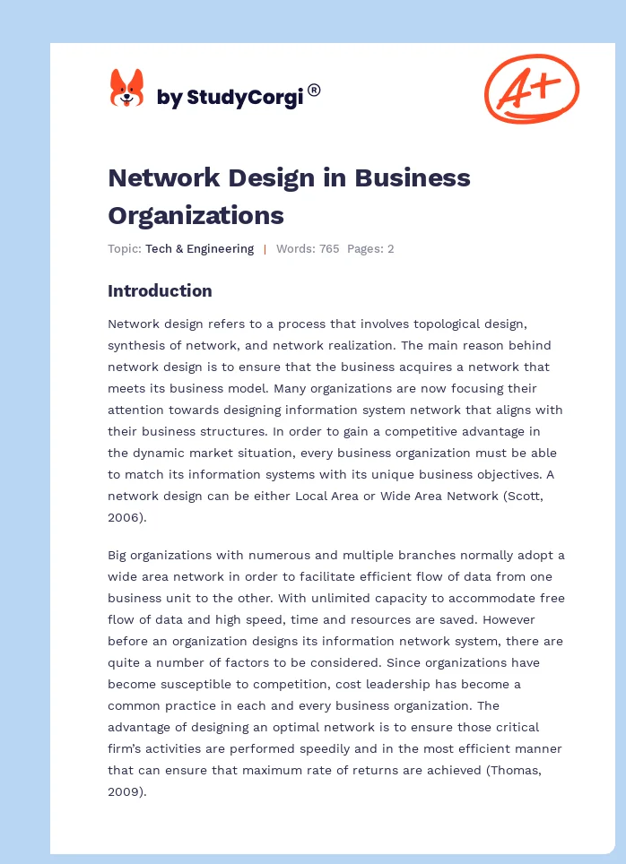 Network Design in Business Organizations. Page 1