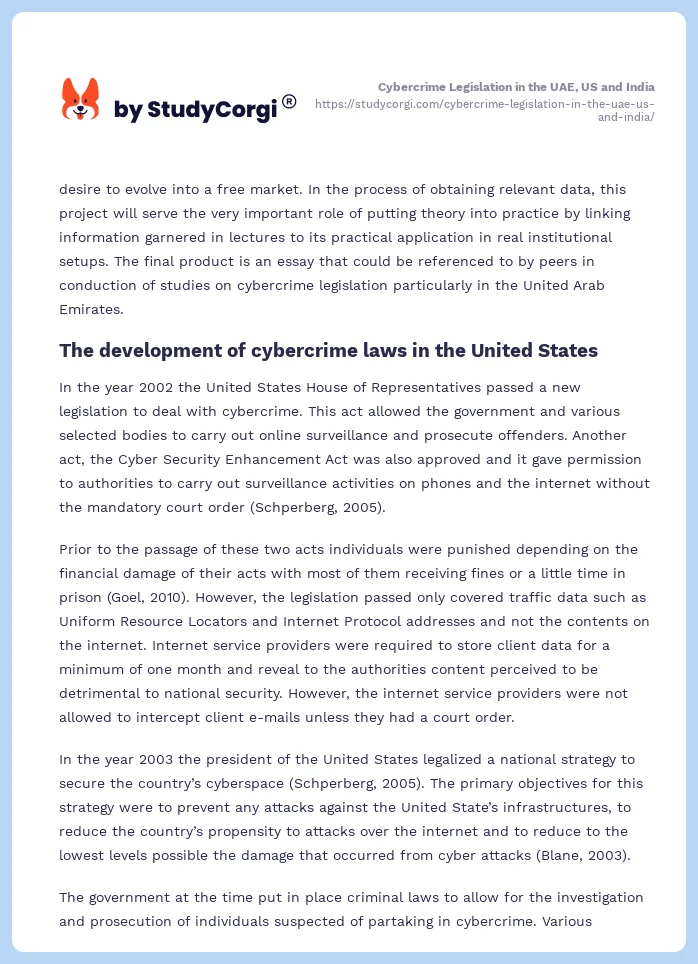 Cybercrime Legislation in the UAE, US and India. Page 2
