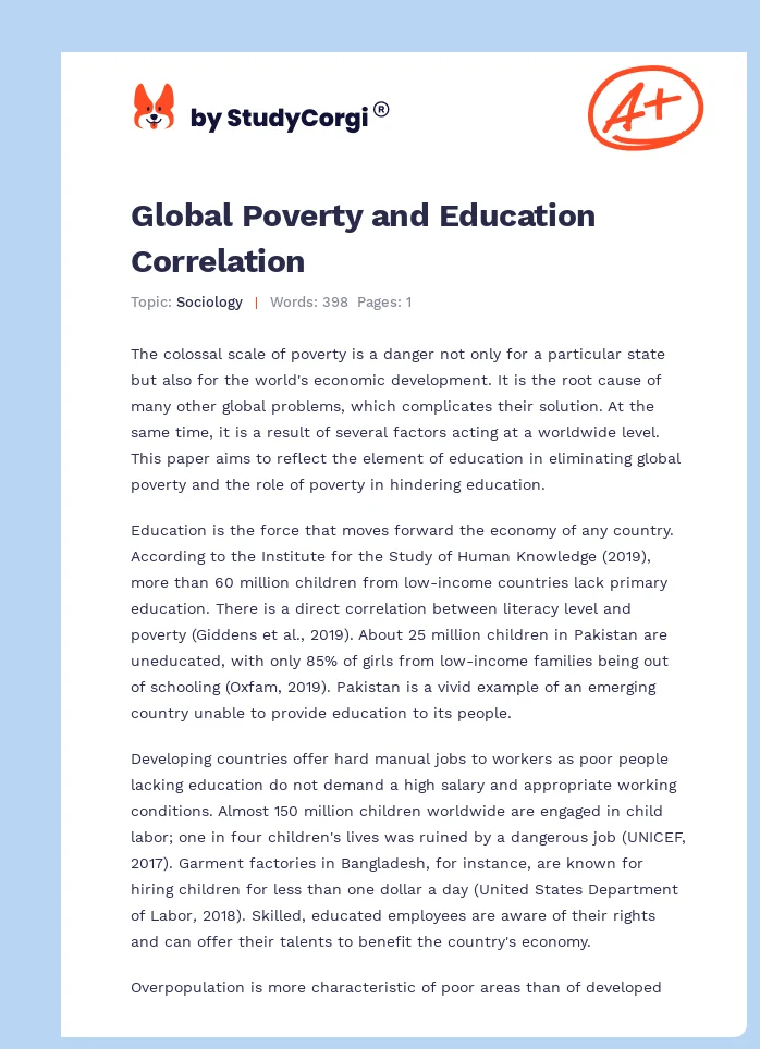 Global Poverty and Education Correlation. Page 1