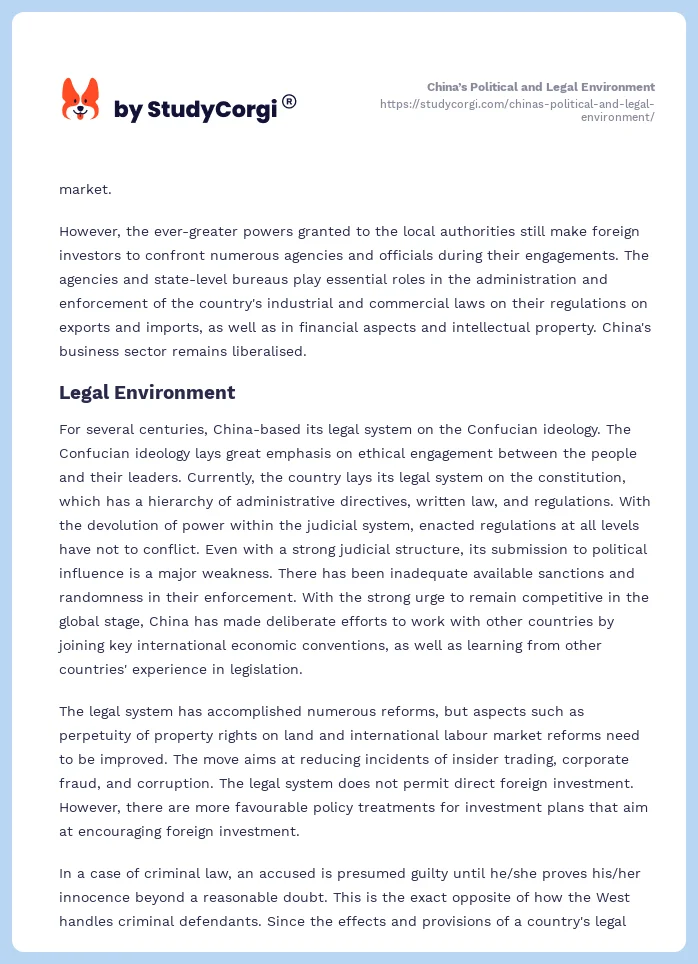 China’s Political and Legal Environment. Page 2