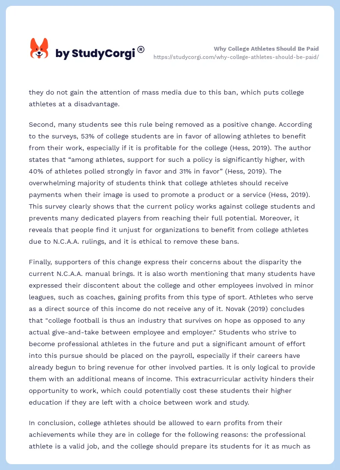 Why College Athletes Should Be Paid. Page 2
