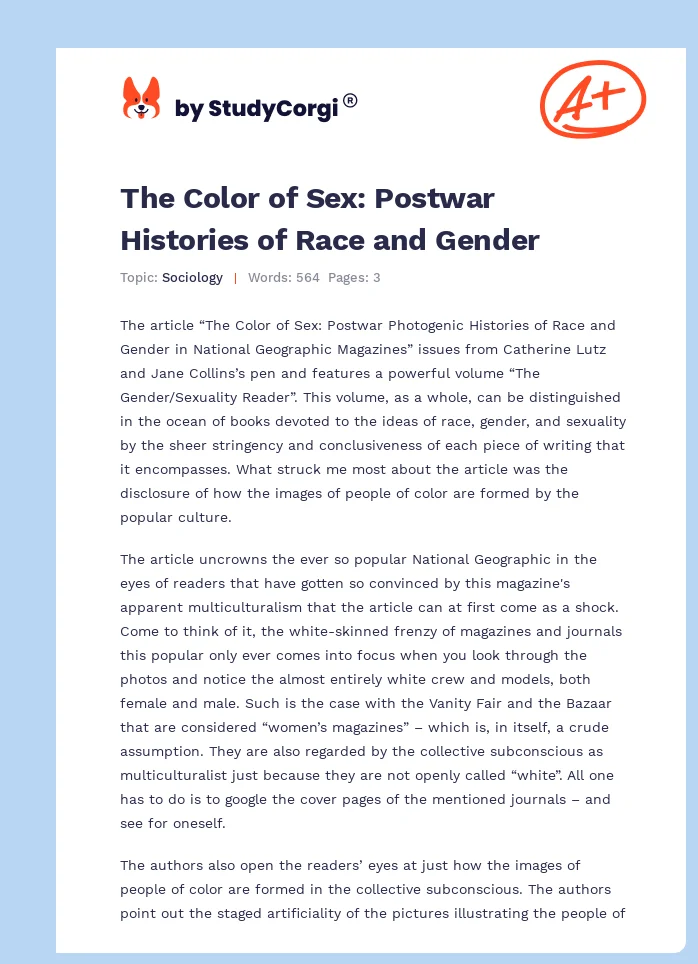 The Color of Sex: Postwar Histories of Race and Gender. Page 1