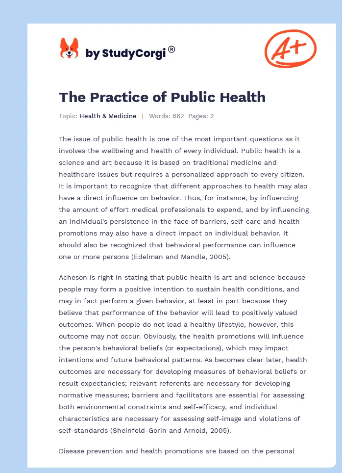 The Practice of Public Health. Page 1