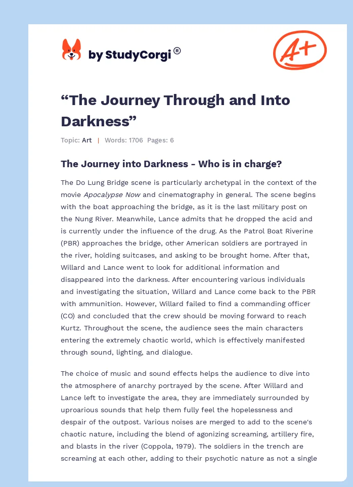 “The Journey Through and Into Darkness”. Page 1