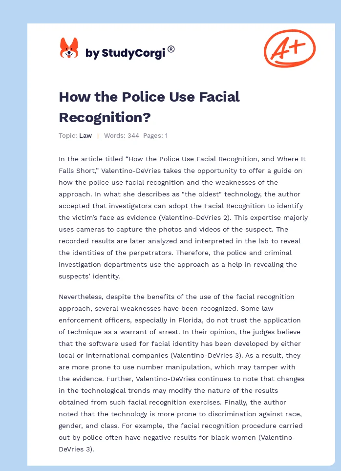 How the Police Use Facial Recognition?. Page 1