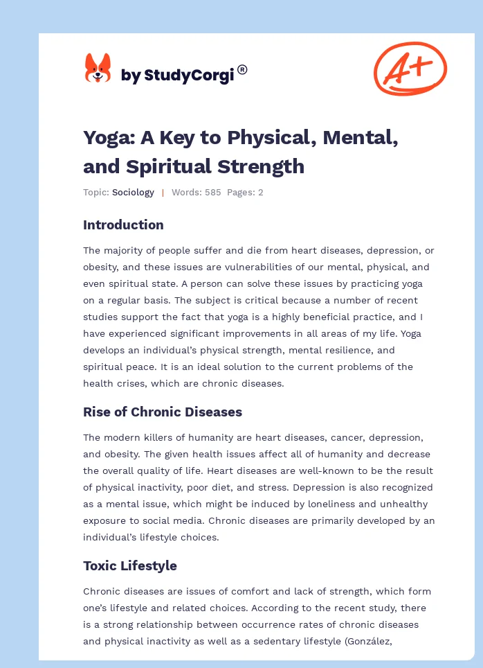 Yoga: A Key to Physical, Mental, and Spiritual Strength. Page 1