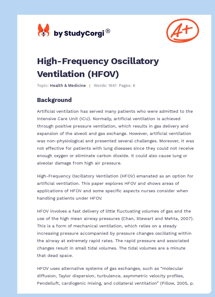 High-Frequency Oscillatory Ventilation (HFOV). Page 1