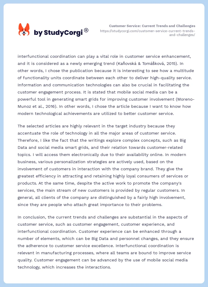 Customer Service: Current Trends and Challenges. Page 2
