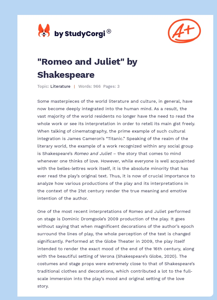 "Romeo and Juliet" by Shakespeare. Page 1