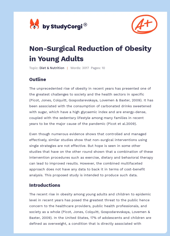 Non-Surgical Reduction of Obesity in Young Adults. Page 1