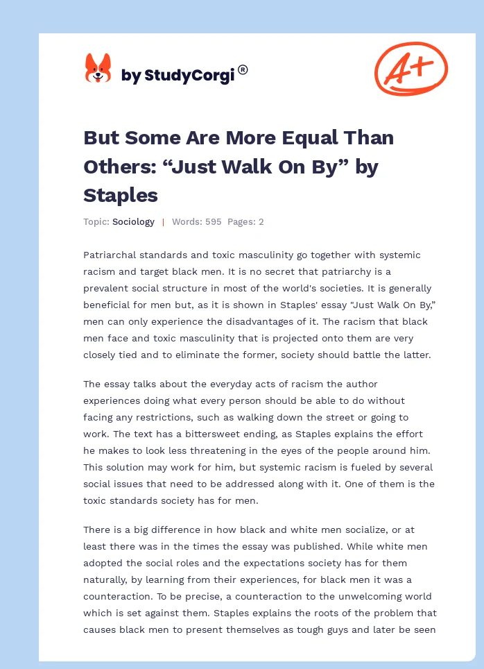 But Some Are More Equal Than Others: “Just Walk On By” by Staples. Page 1