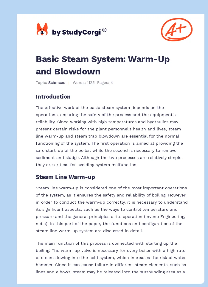 Basic Steam System: Warm-Up and Blowdown. Page 1