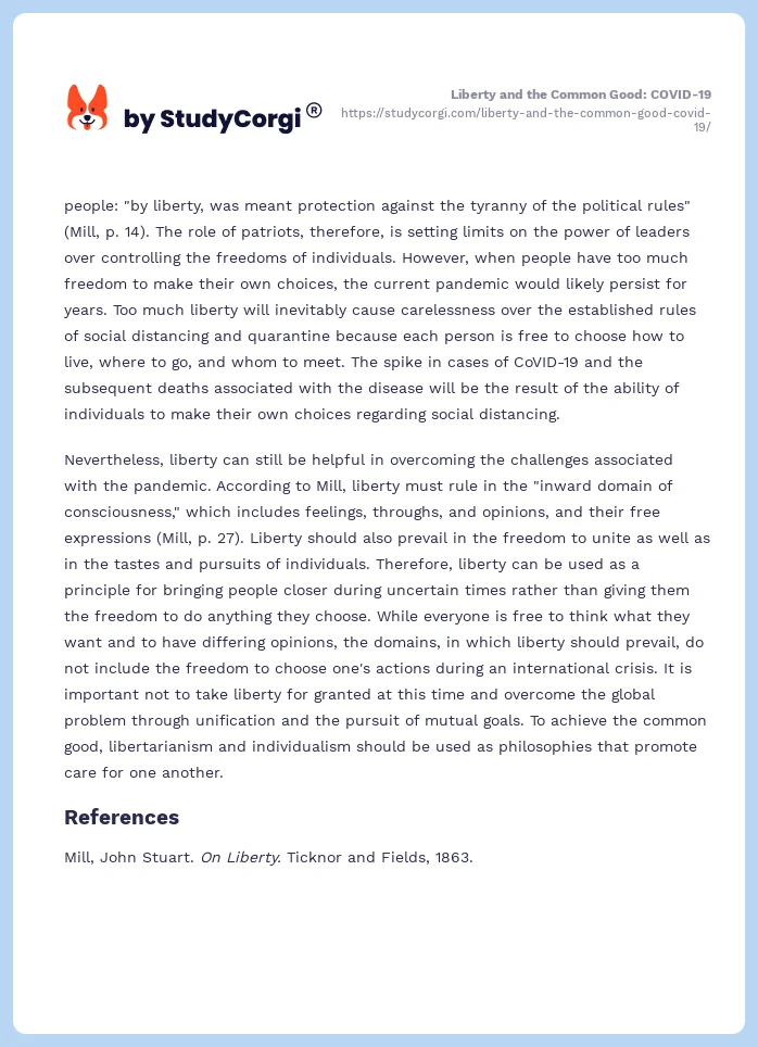 Liberty and the Common Good: COVID-19. Page 2