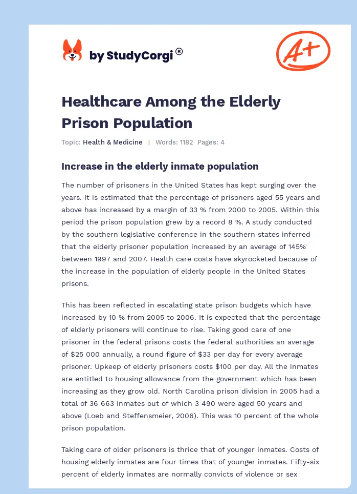 Healthcare Among the Elderly Prison Population. Page 1