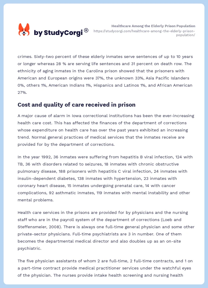 Healthcare Among the Elderly Prison Population. Page 2