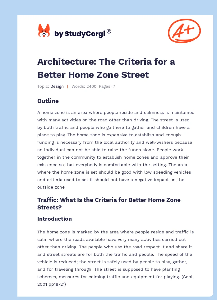Architecture: The Criteria for a Better Home Zone Street. Page 1