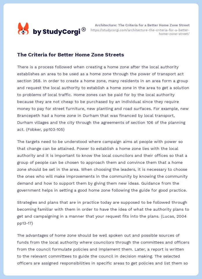 Architecture: The Criteria for a Better Home Zone Street. Page 2