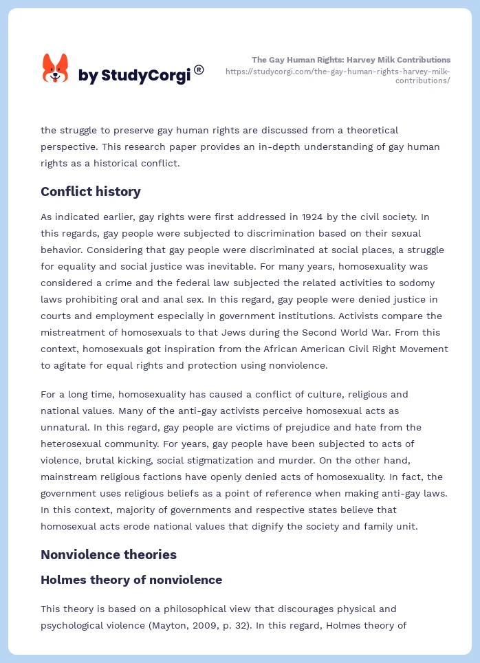 The Gay Human Rights: Harvey Milk Contributions. Page 2