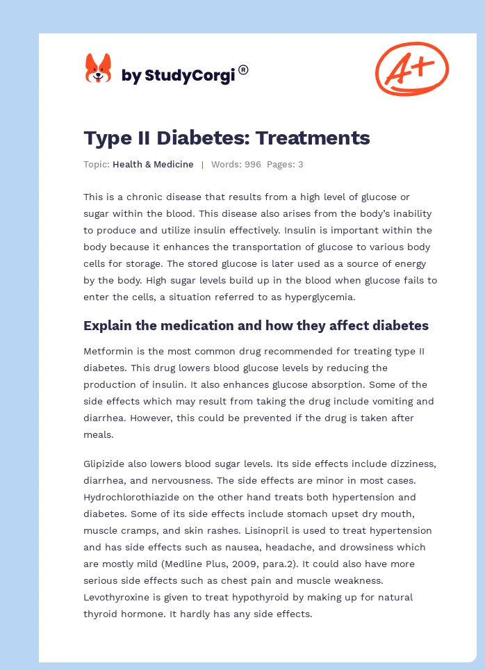 Type II Diabetes: Treatments. Page 1