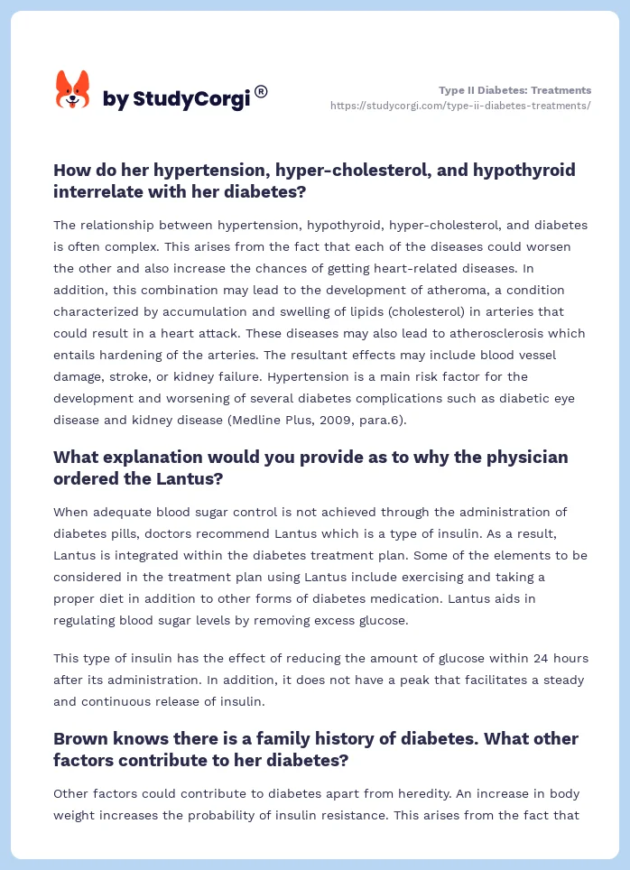 Type II Diabetes: Treatments. Page 2