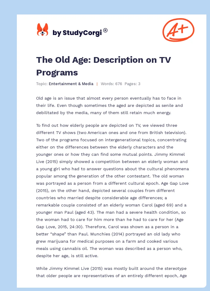 The Old Age: Description on TV Programs. Page 1