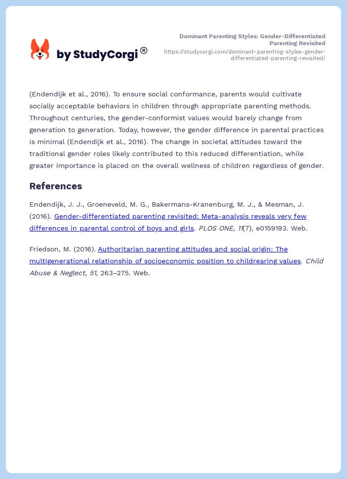 Dominant Parenting Styles: Gender-Differentiated Parenting Revisited. Page 2
