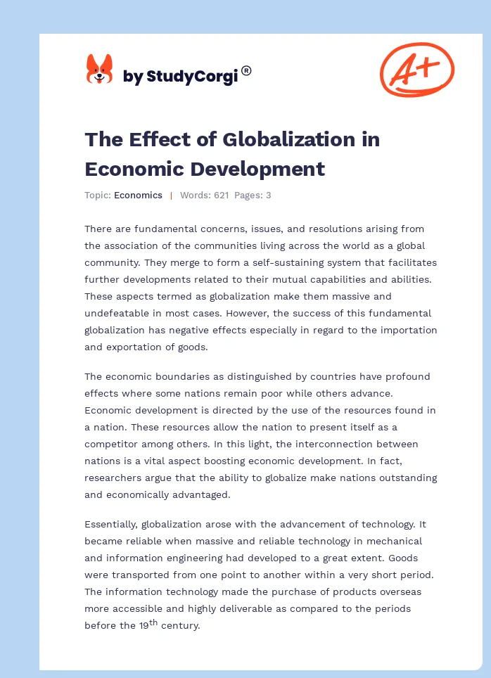 The Effect of Globalization in Economic Development. Page 1
