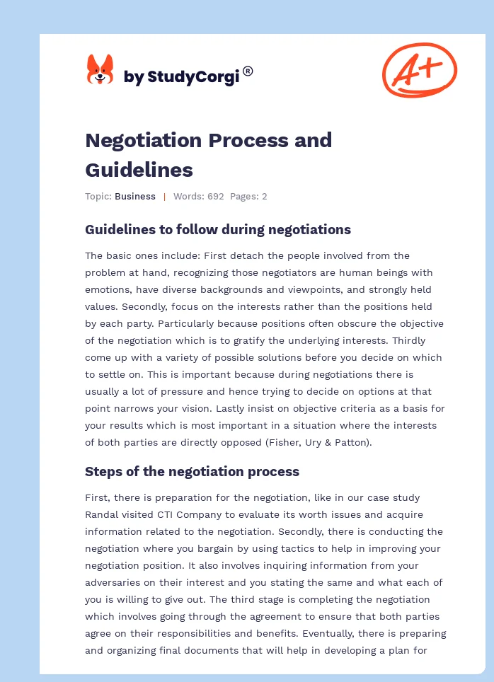 Negotiation Process and Guidelines. Page 1